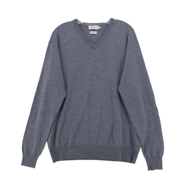 PETER MILLAR Crown Soft Merino Wool Silk V-Neck Sweater Men's Gray Size XL - Picture 1 of 8